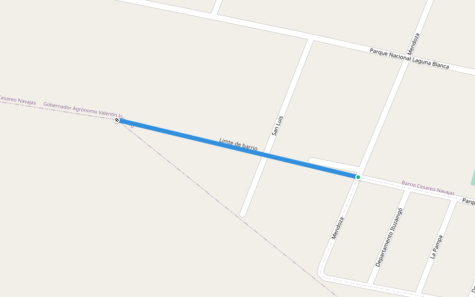 Limte de barrio walking route map in Gobernador Ingeniero Valentín Virasoro