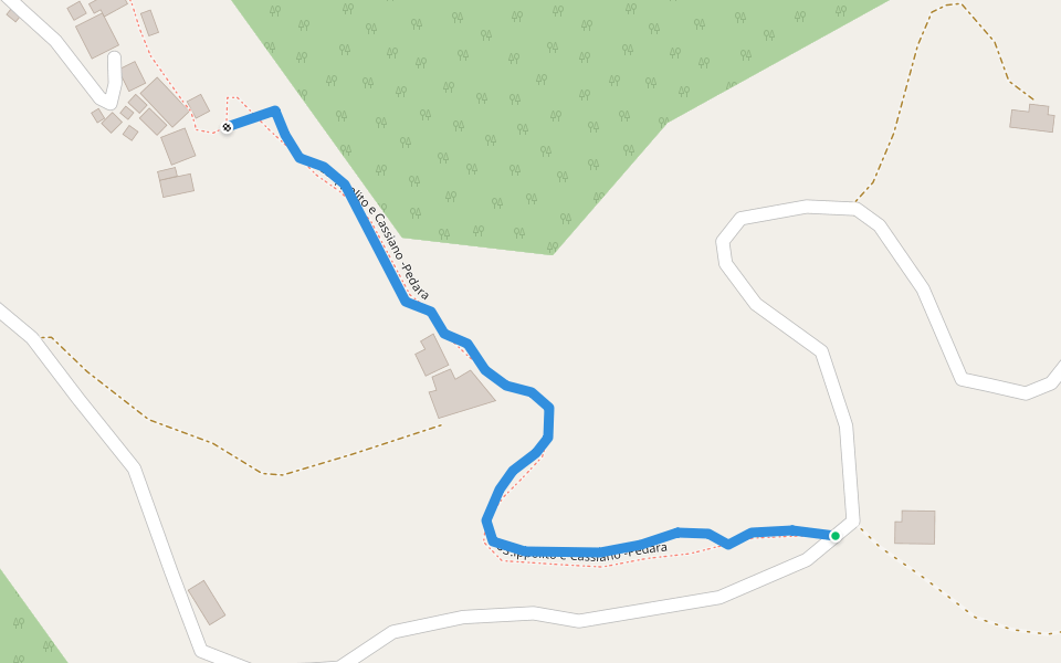 SS.ippolito e Cassiano -Pedara walking route map in Roccafluvione