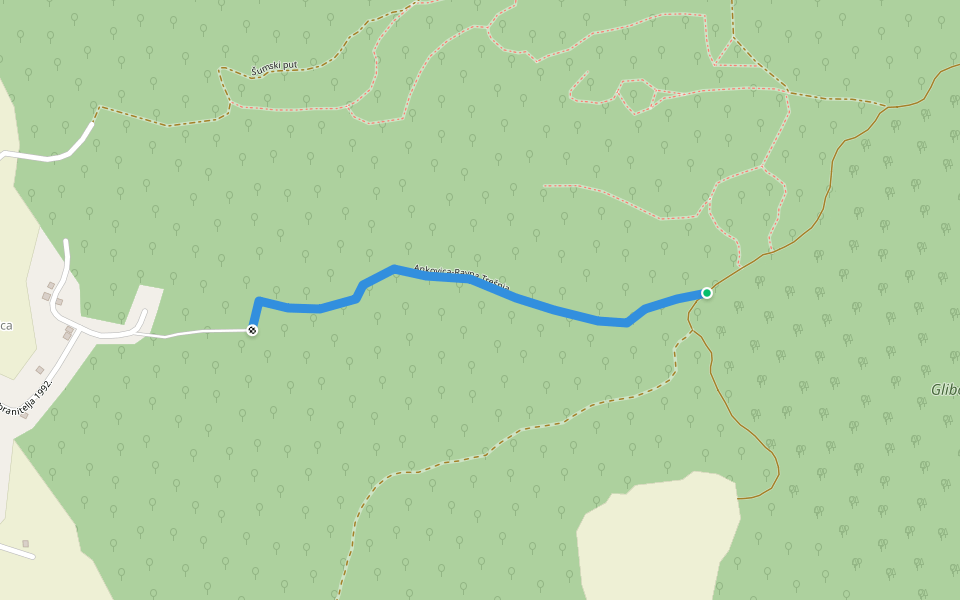 Ankovica-Ravna Trešnja walking route map in Tuzla