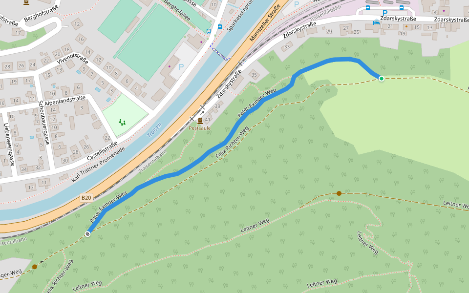 Pater-Exinger-Weg walking route map in Lilienfeld