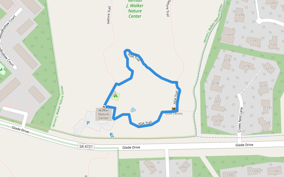 ADA Trail walking route map in Reston