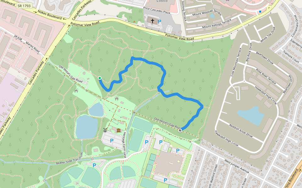 Old Oak Trail (Orange) walking route map in Sterling