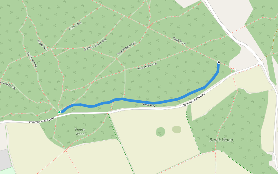 Lower Way walking route map in Penn