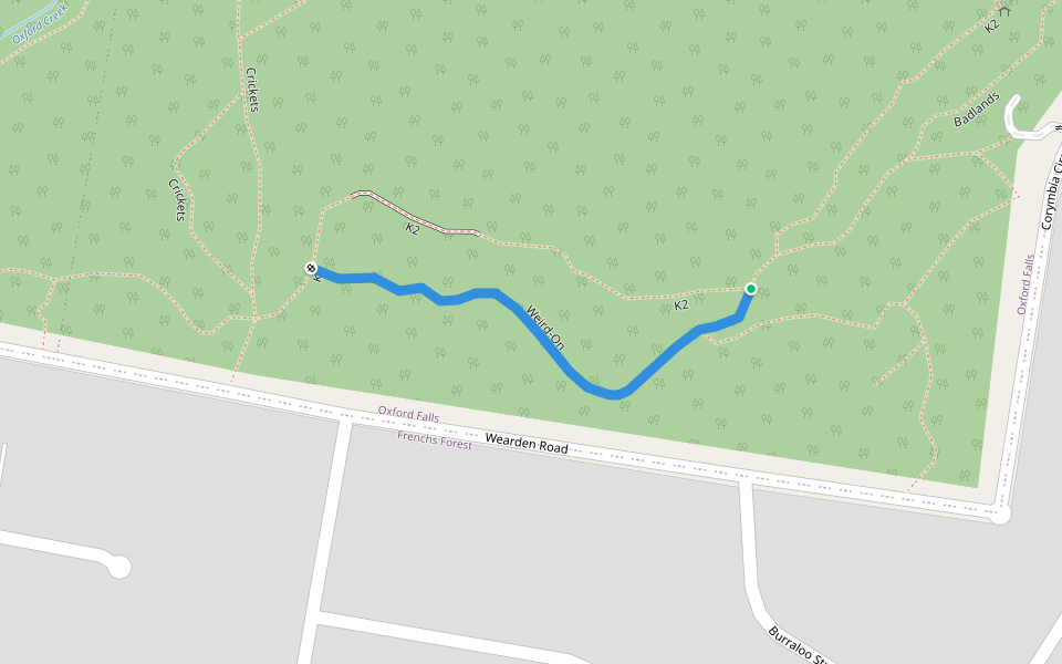 Weird-On walking route map in Frenchs Forest