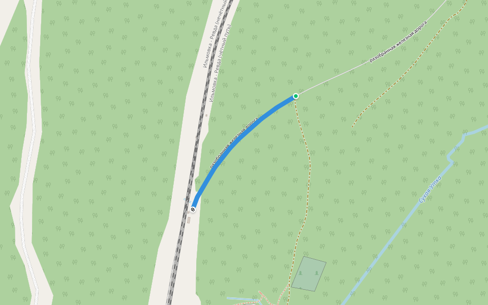 разобранная железная дорога walking route map in Pervomaiskoe