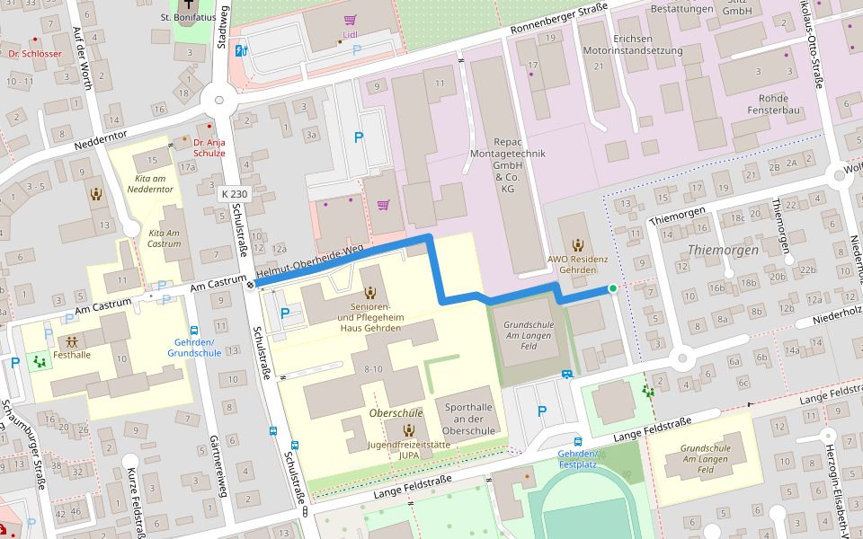 Helmut-Oberheide-Weg walking route map in Gehrden