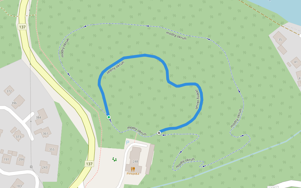 zelený okruh walking route map in Tabor