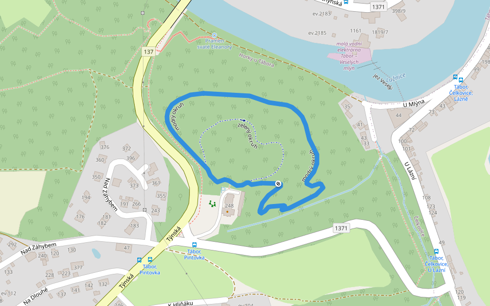 modrý okruh walking route map in Tabor