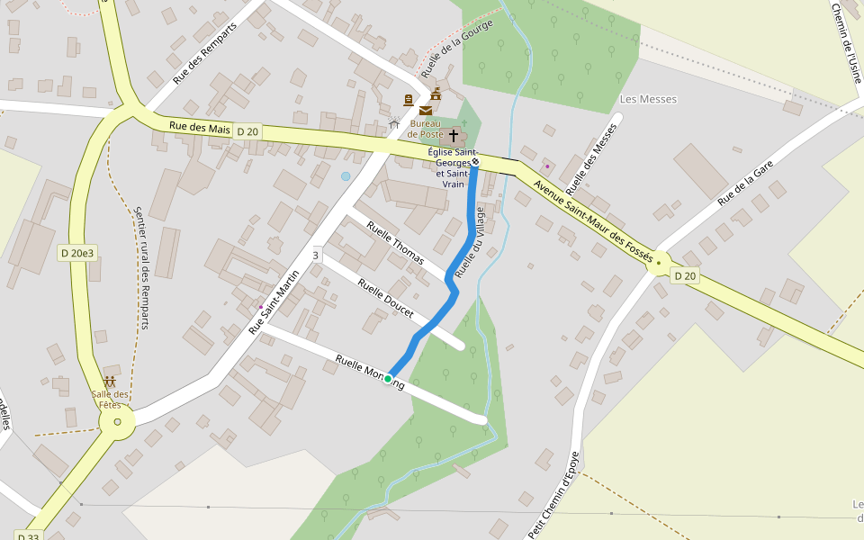 Ruelle du Village walking route map in Saint-Masmes