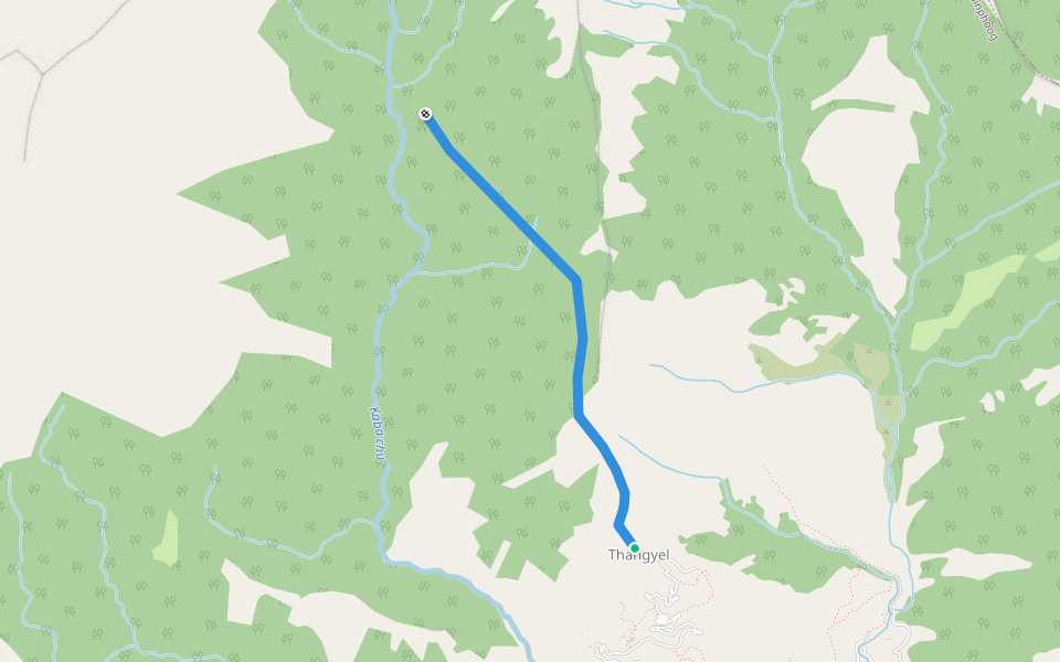 Nobdo la Trak walking route map in Shimphu Village