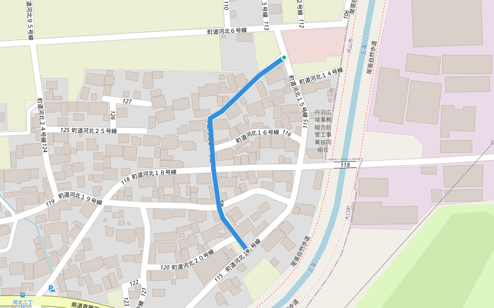 町道河北17号線 walking route map in Oguchi