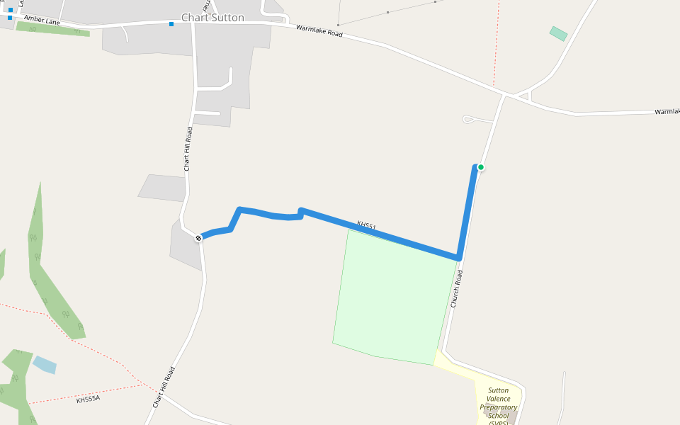 KH551 walking route map in Chart Sutton
