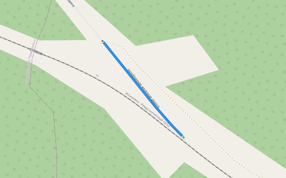 разобранная железная дорога walking route map in Gusevka