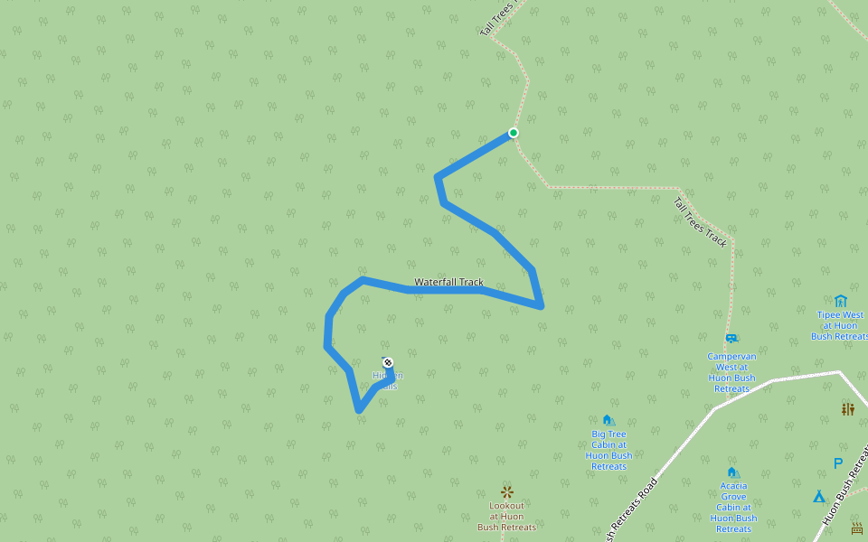 Waterfall Track walking route map in Ranelagh
