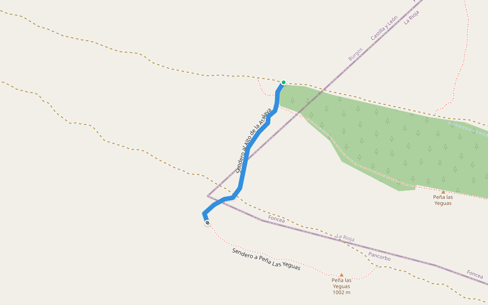 Sendero al Alto de la Atalaya walking route map in Pancorbo