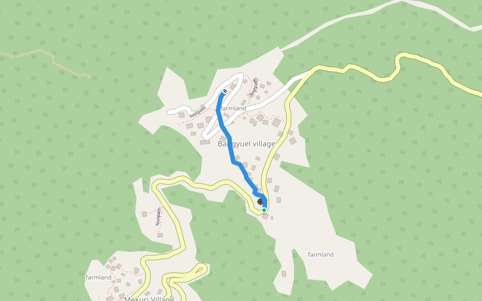Bangyul Footpath walking route map in Pemagatsel