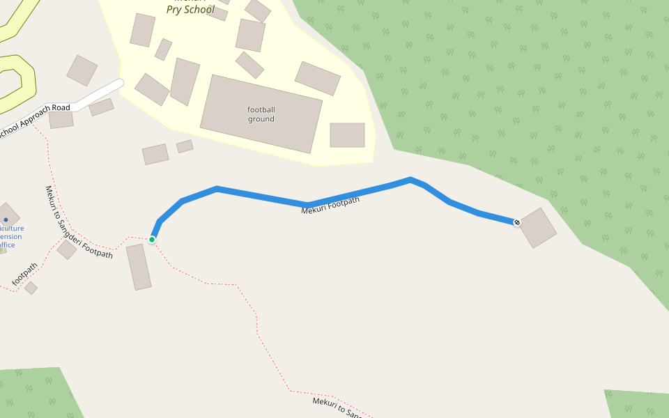 Mekuri Footpath walking route map in Pemagatsel