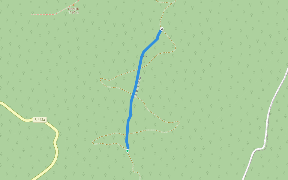 Golo Brdo prečica walking route map in Kasatići