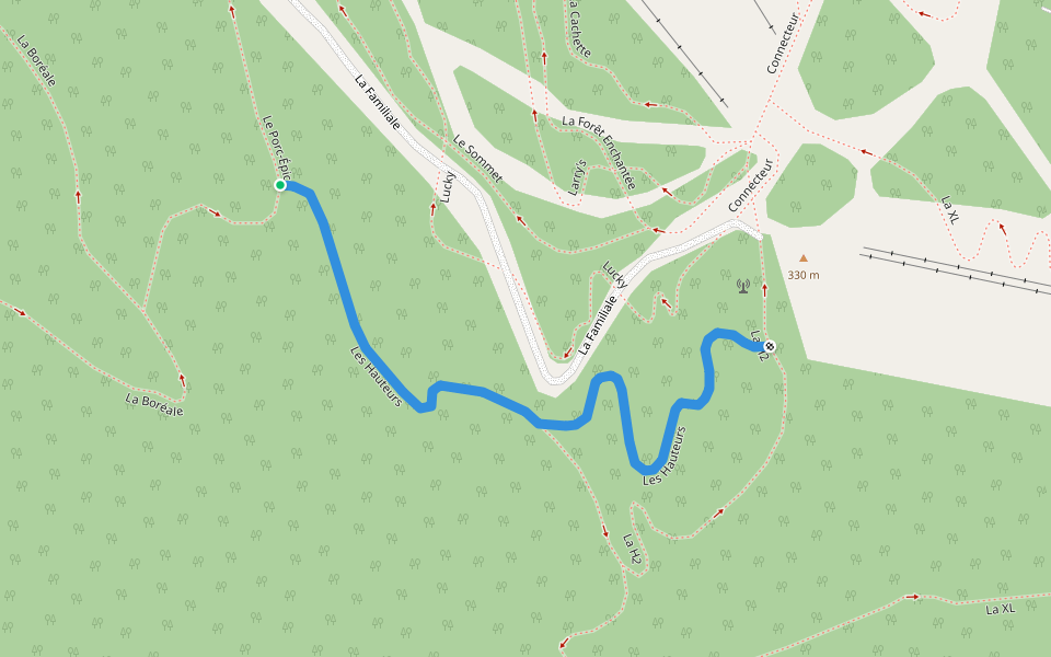 Les Hauteurs walking route map in Rawdon