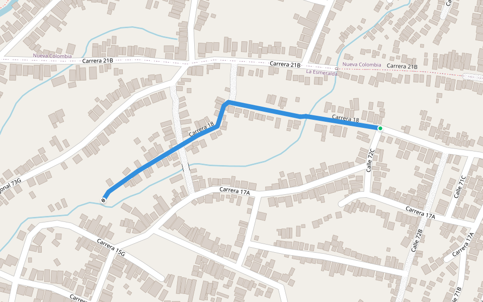 Carrera 18 walking route map in Barranquilla