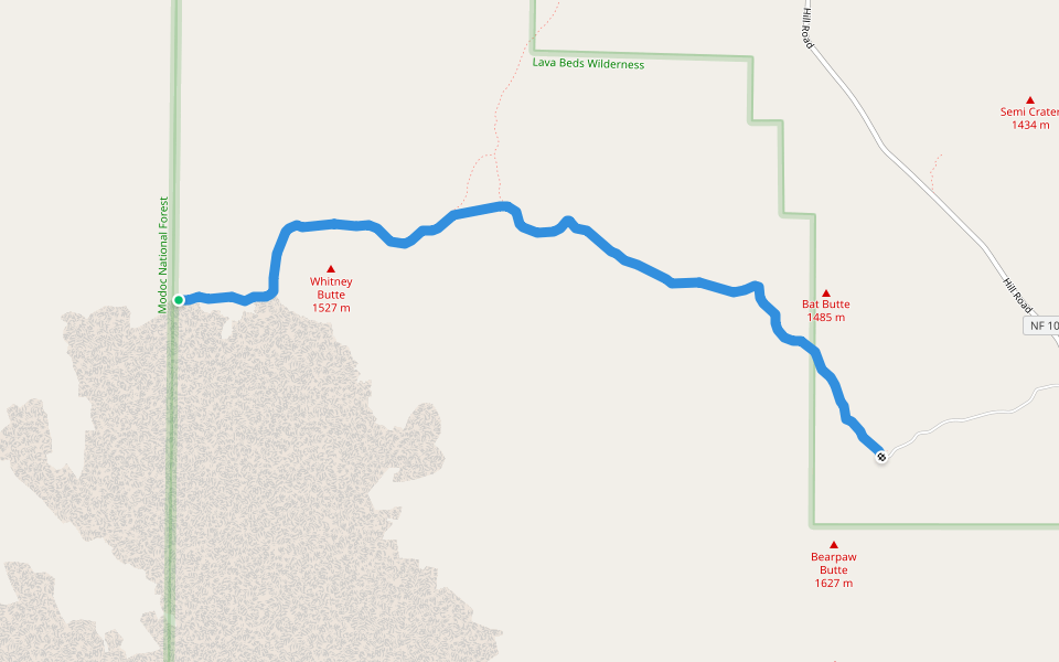 Whitney Butte Trail walking route map in Canby Cross