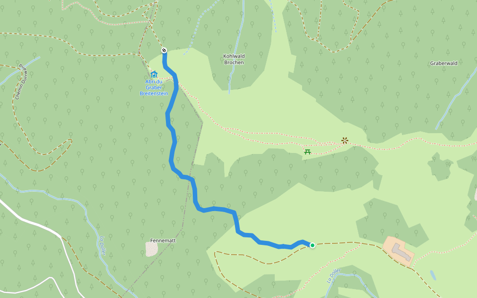 Sewen-Ferm Fennematt walking route map in Dolleren
