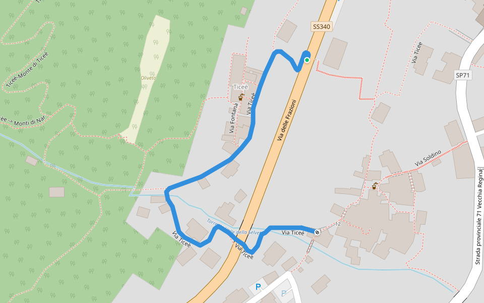 Via Ticeè walking route map in Laglio