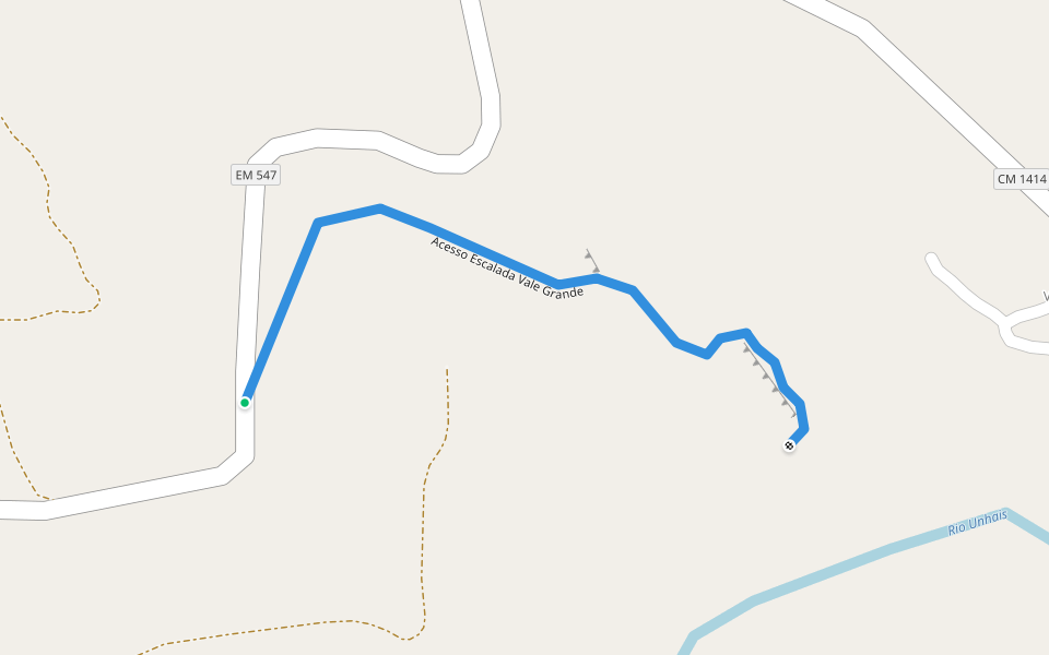 Acesso Escalada Vale Grande walking route map in Cabril