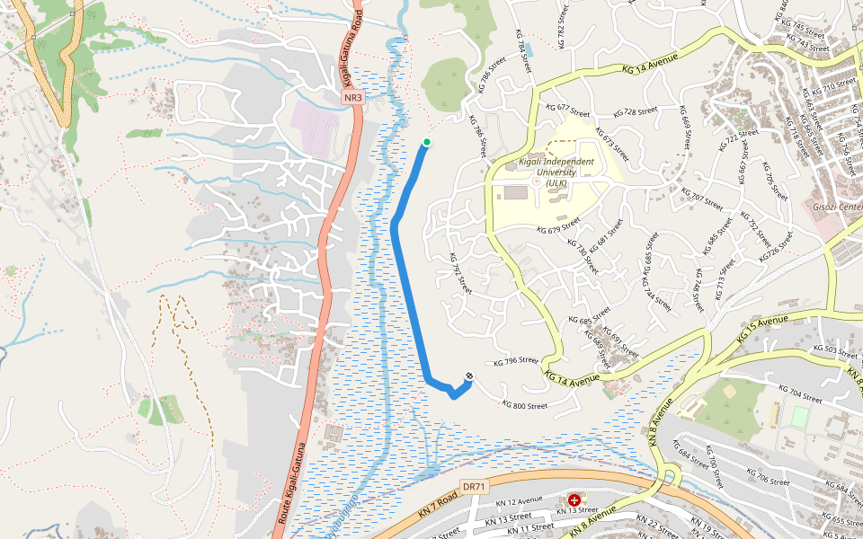 KG 800 Street walking route map in Kigali