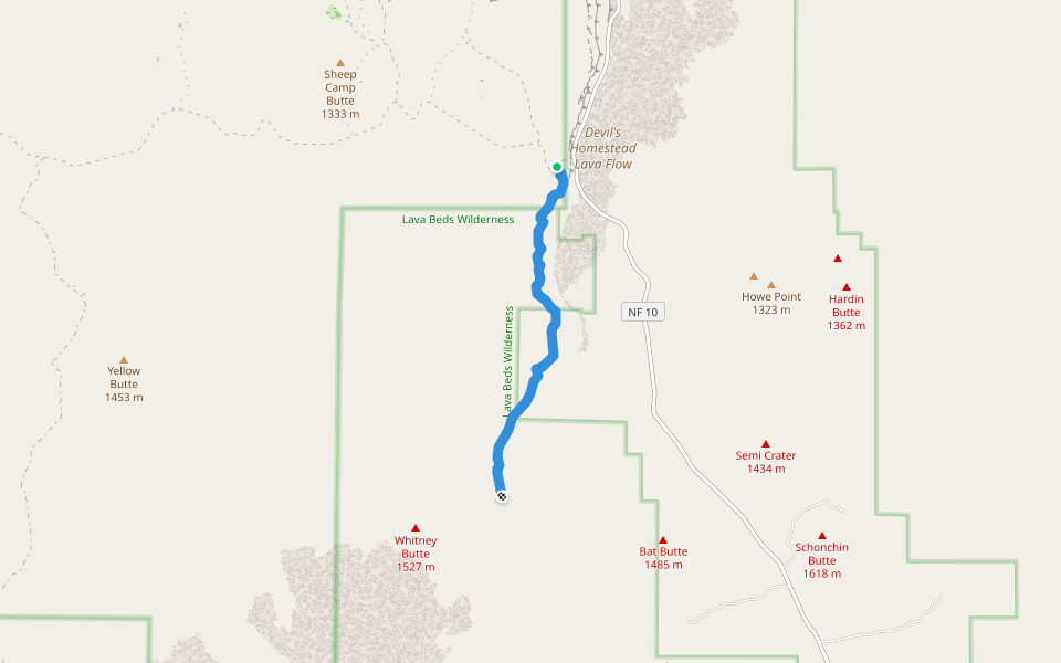 Gold Digger Pass Trail walking route map in Tulelake