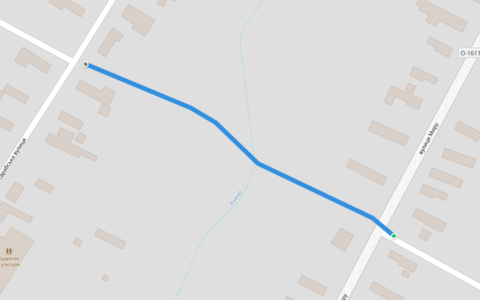 Тіниста вулиця walking route map in Novoselivka