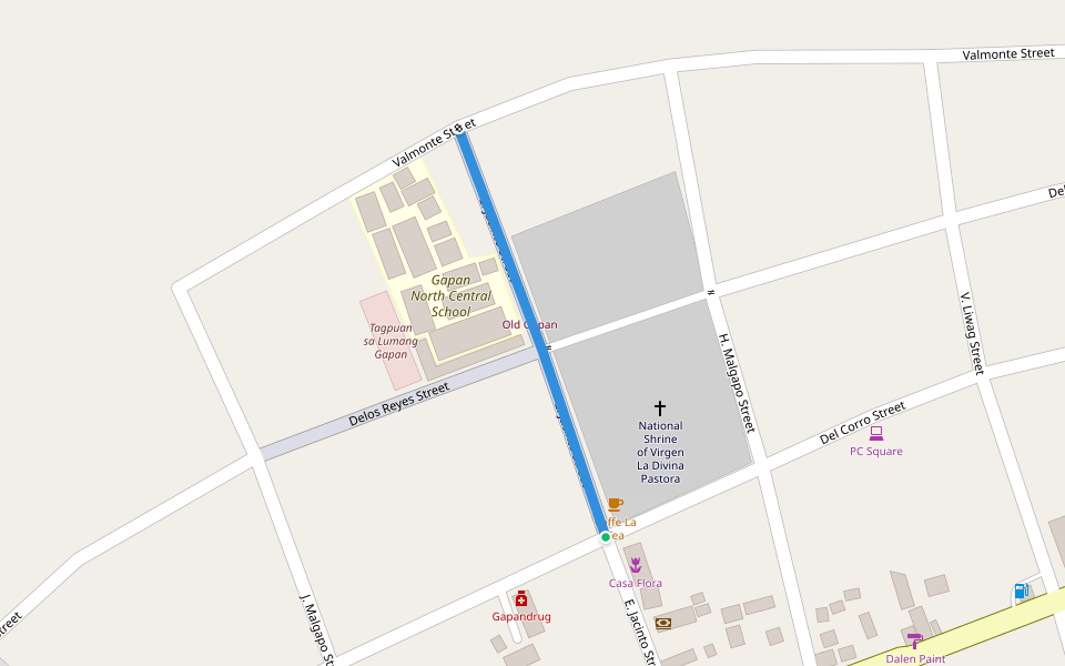 E. Jacinto Street walking route map in Gapan City