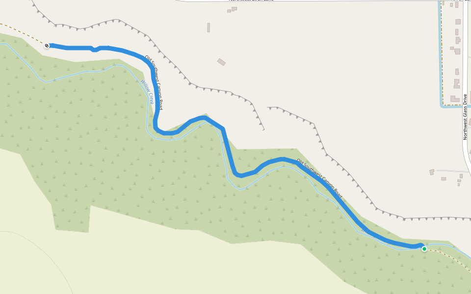 Old Southwest Canyon Road walking route map in Madras