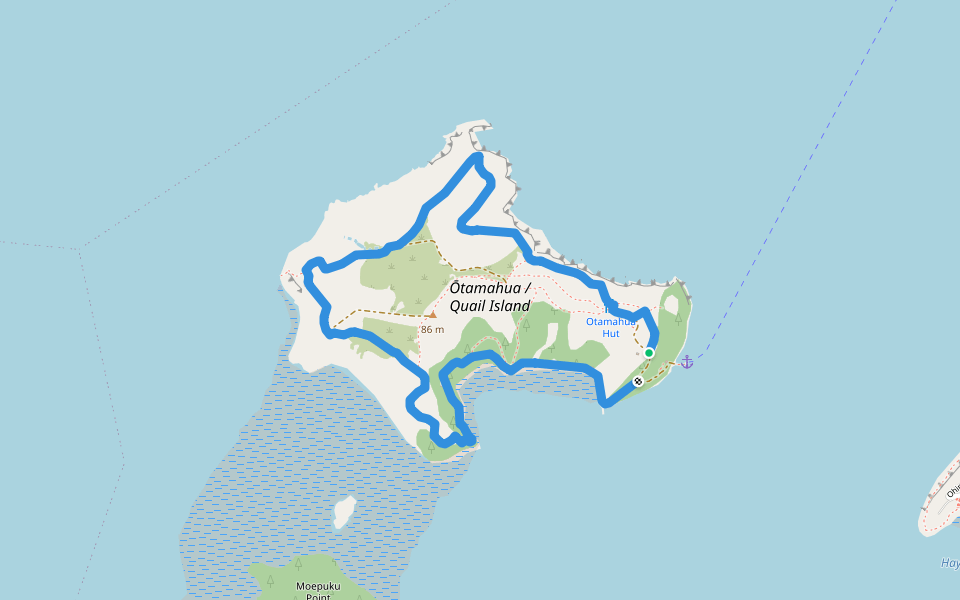 Quail Island Loop Track walking route map in Charteris Bay