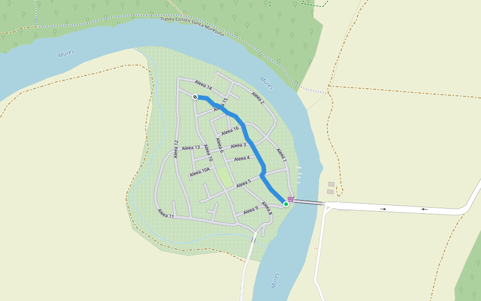 Aleea 7 walking route map in Arad