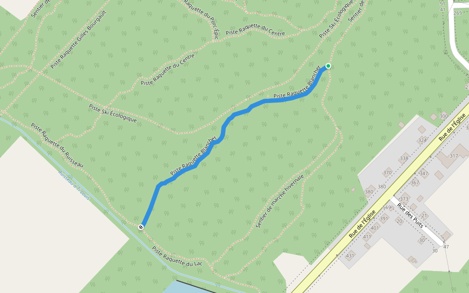Piste Raquette Blanchet walking route map in Saint-Pamphile