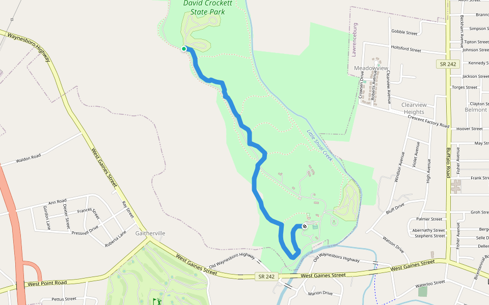 Turkey Ridge Trail walking route map in Lawrenceburg