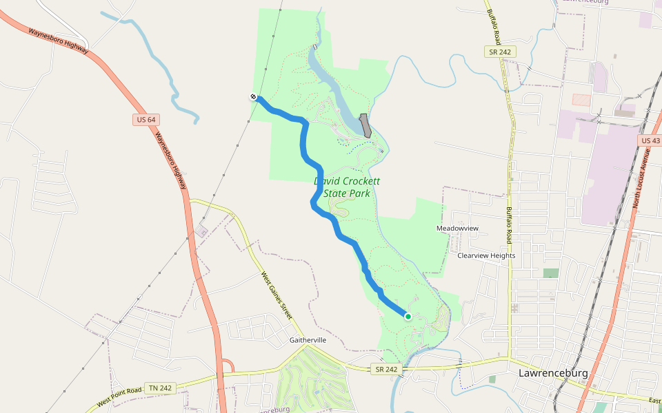 Trail of Tears walking route map in Lawrenceburg