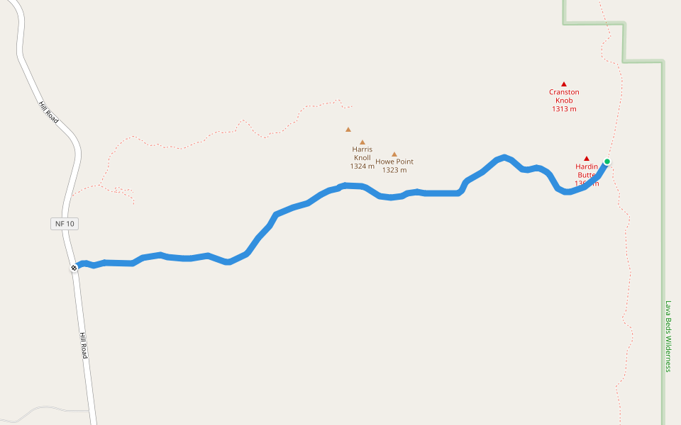 Hardin Butte Trail walking route map in Tulelake