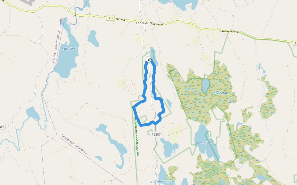 Harjupolku walking route map in Länsi-Aure