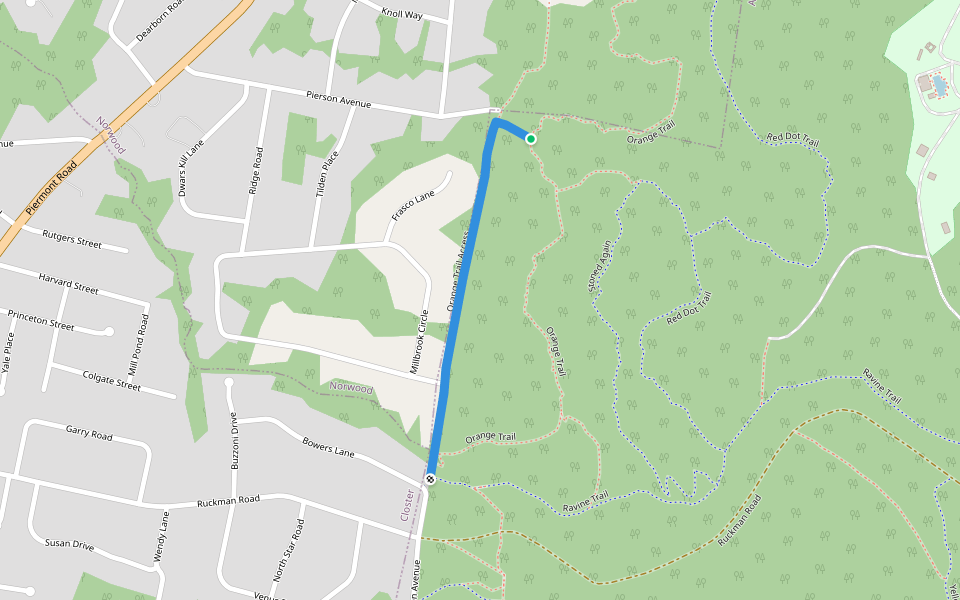 Orange Trail Connector walking route map in Norwood