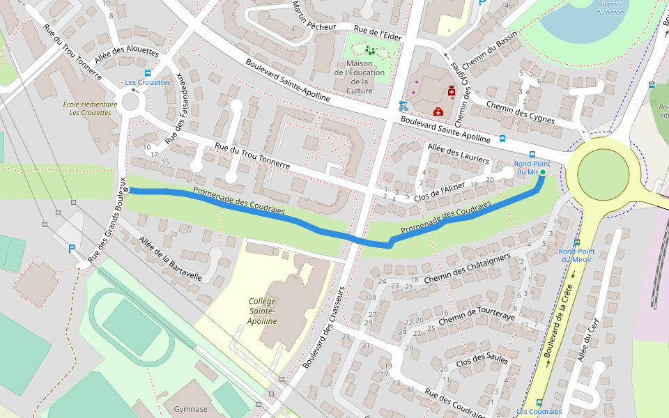 Promenade des Coudraies walking route map in Courdimanche