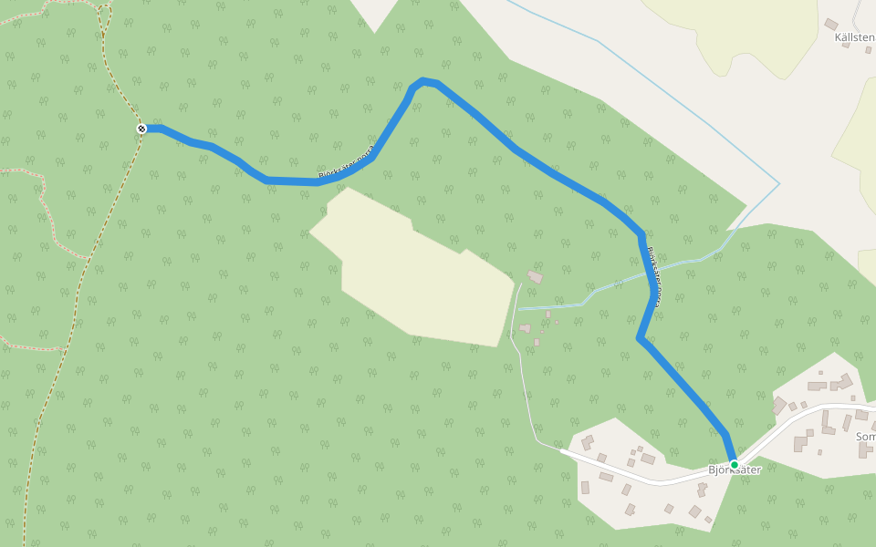 Björksäter norra walking route map in Märsta