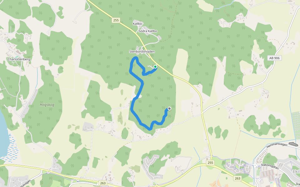 Stenbordshöjden walking route map in Märsta