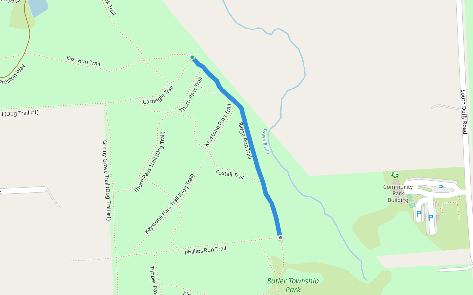 Ridge Run Trail walking route map in Meridian