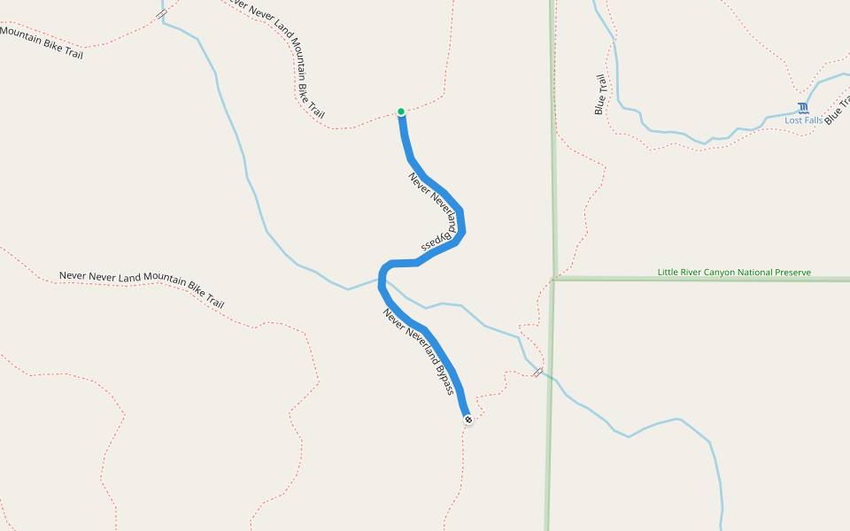 Never Neverland Bypass walking route map in Fort Payne