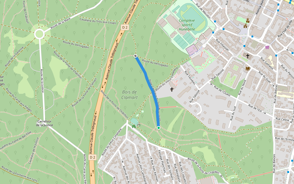 Piste Cavalière du Trou Aux Loups walking route map in Clamart