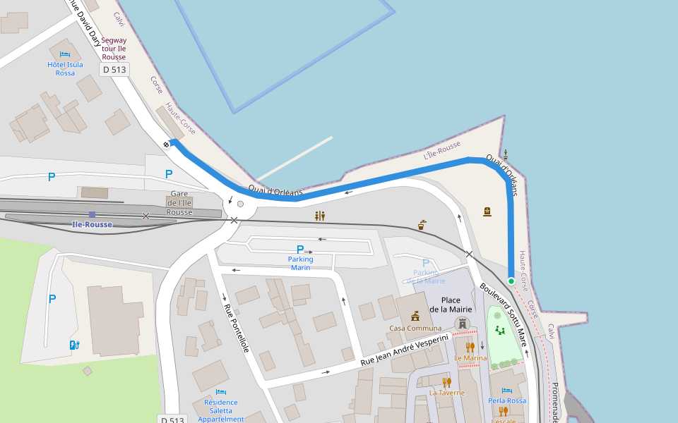 Quai d'Orléans walking route map in L'Île-Rousse