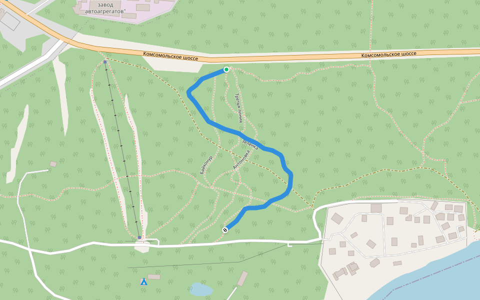 Зелёнка walking route map in Tolyatti