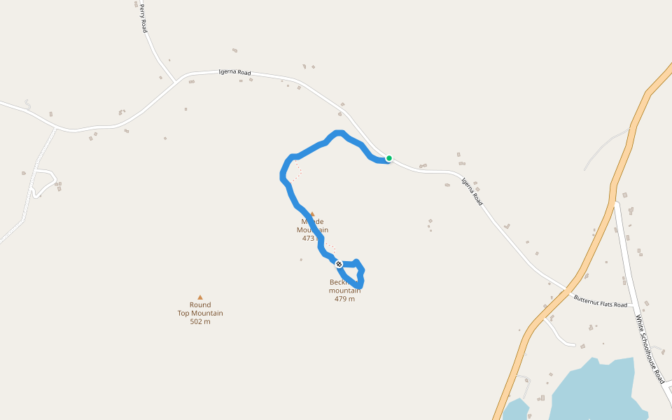 Meade mountain trail walking route map in North Creek